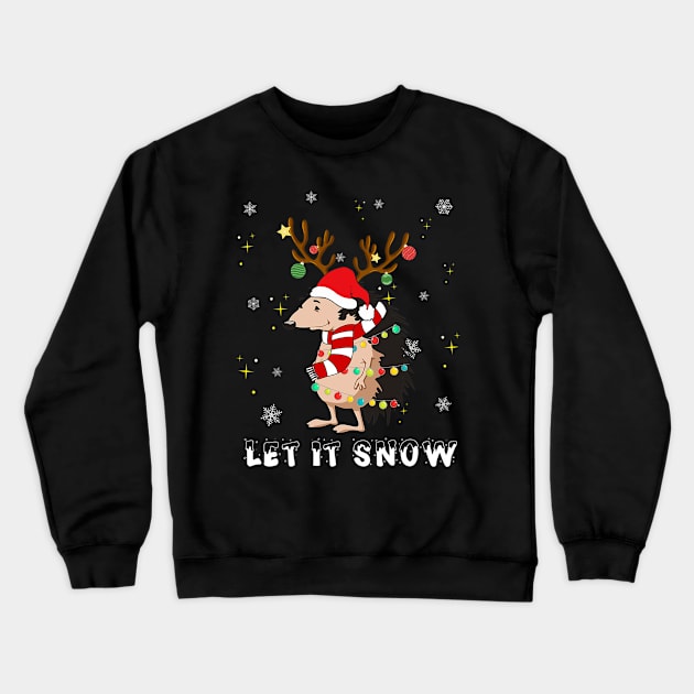 Hedgehog Let It Snow Christmas Dog Lights Crewneck Sweatshirt by eldridgejacqueline